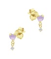 Pink Heart with Hanging CZ Silver Stud Earring STS-6341